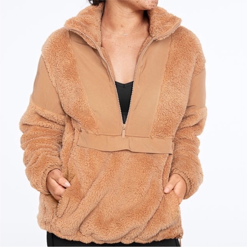Victoria's Secret PINK Oversized Teddy Half-Zip Sweatshirt size medium